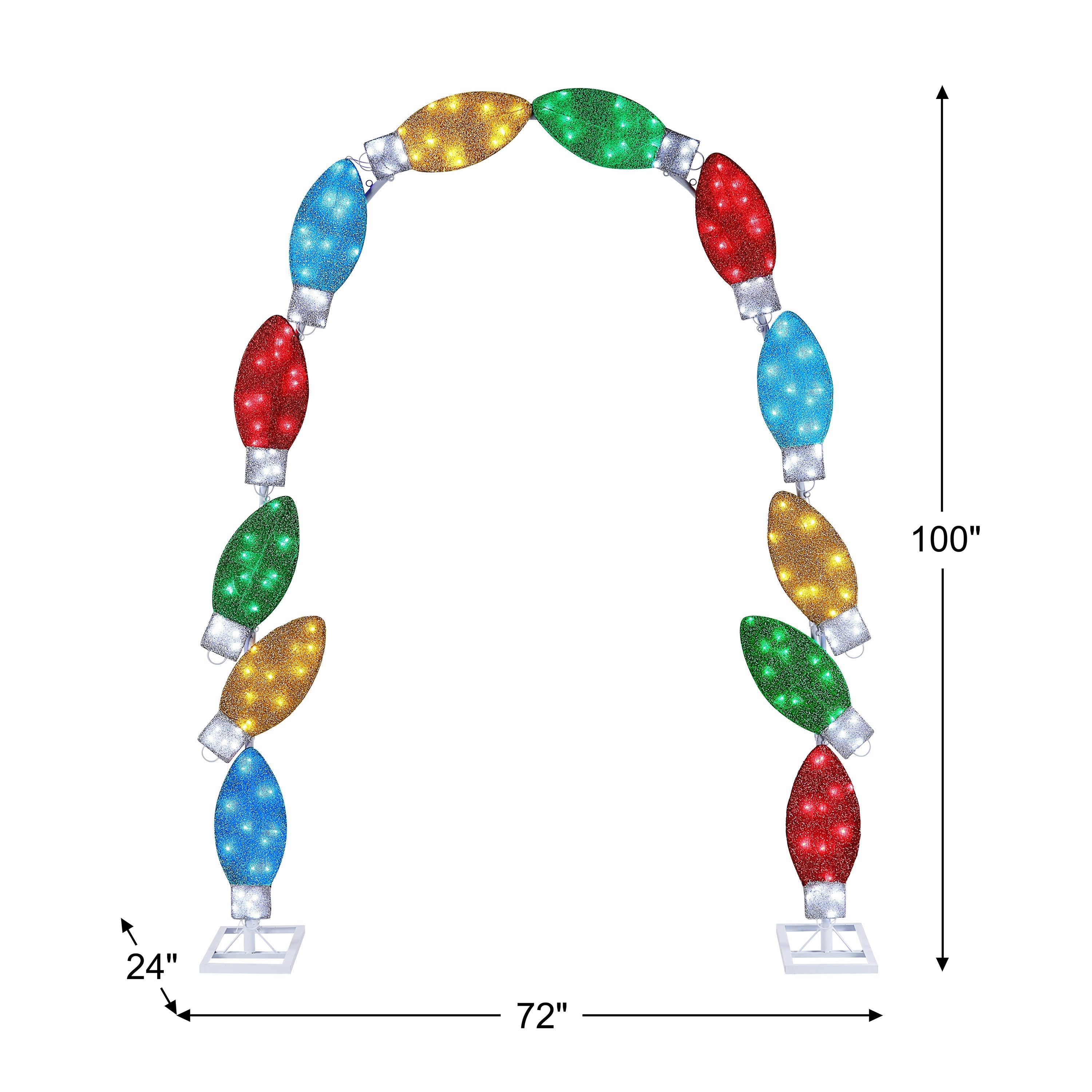8 ft. Illuminated Tinsel C9 Bulb Arch
