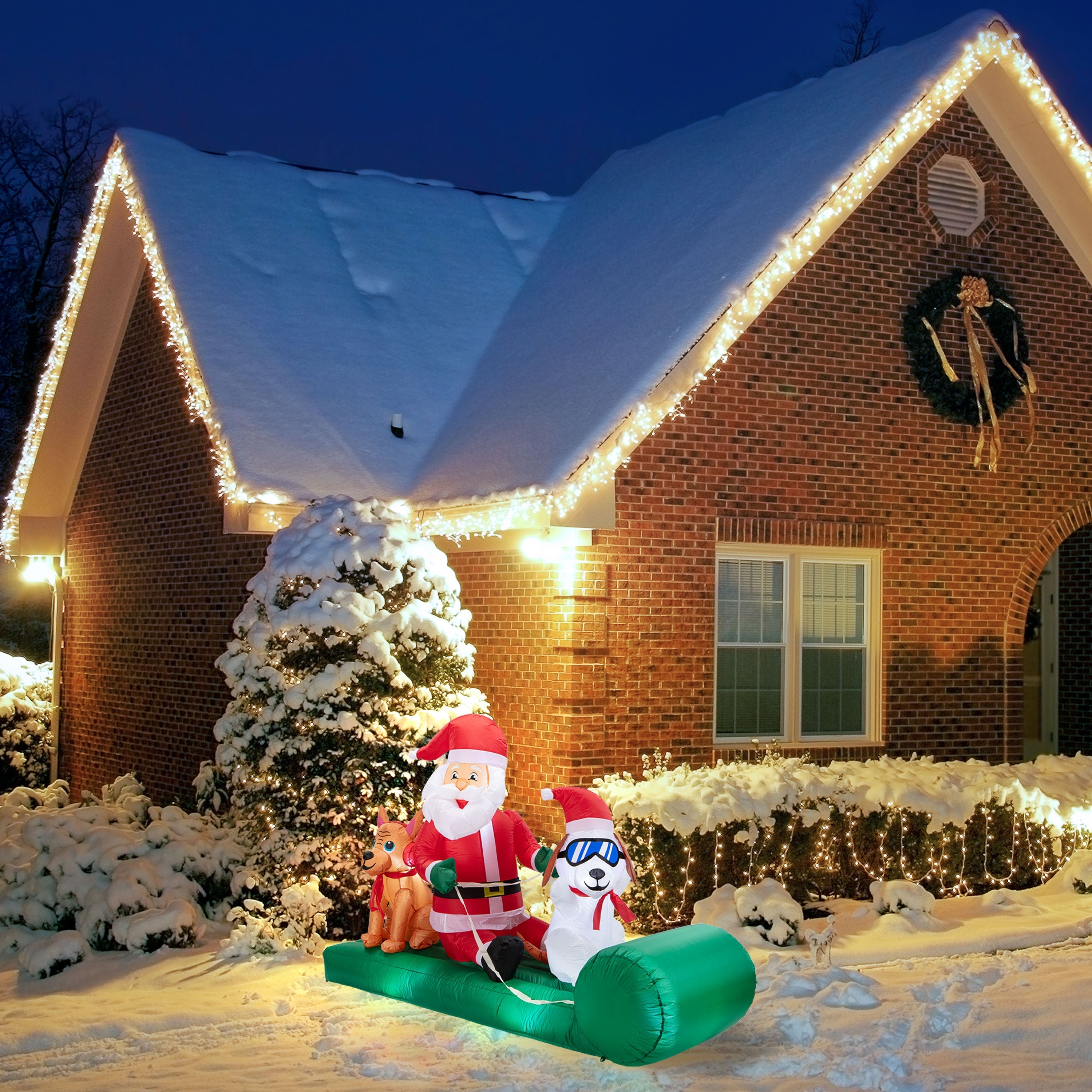 8 ft. Outdoor Lit Inflatable - Santa's Dog Sled