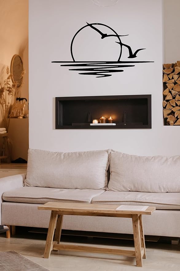 Sunset with Seagulls Metal Wall Decor