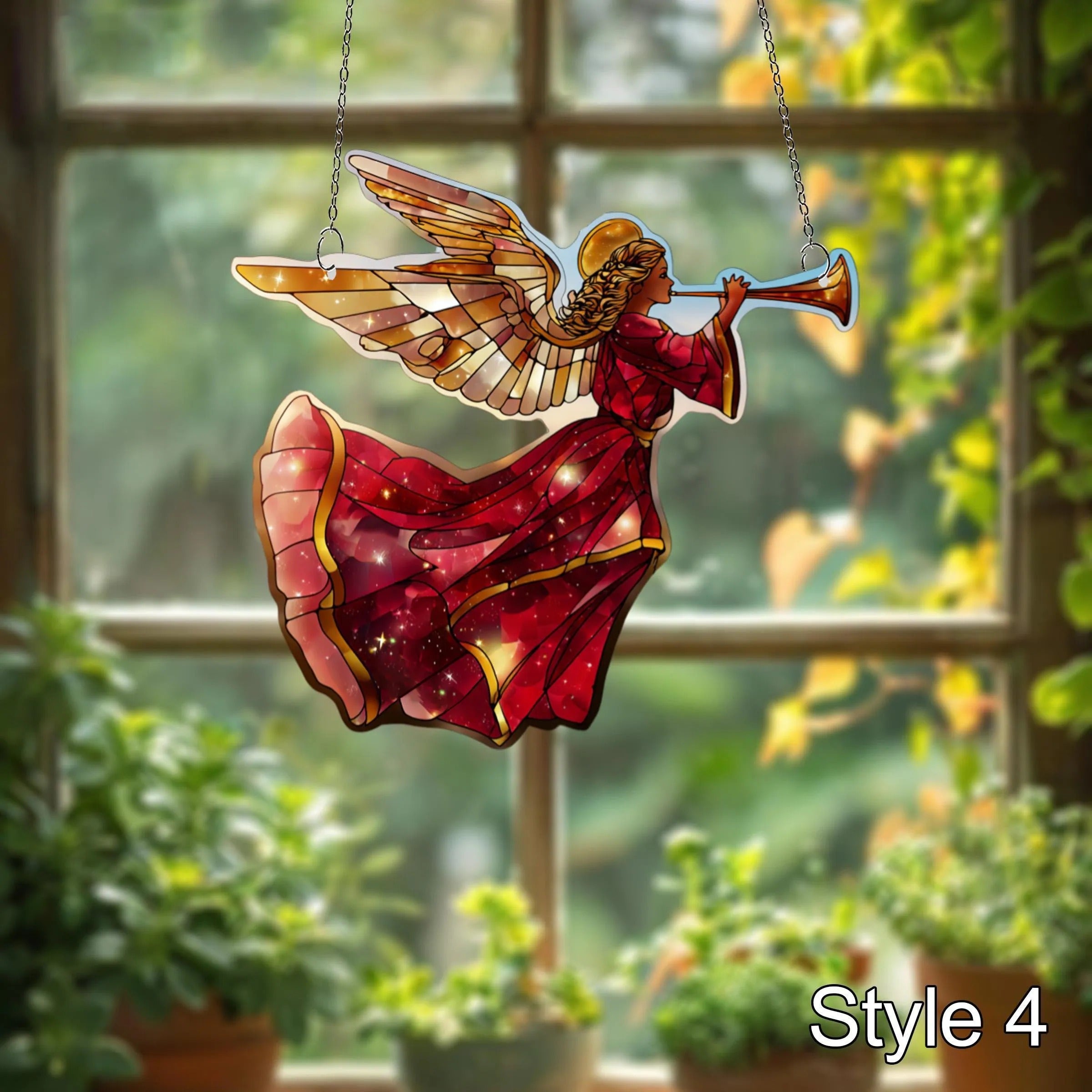 Angel With Trumpet Window Hanging