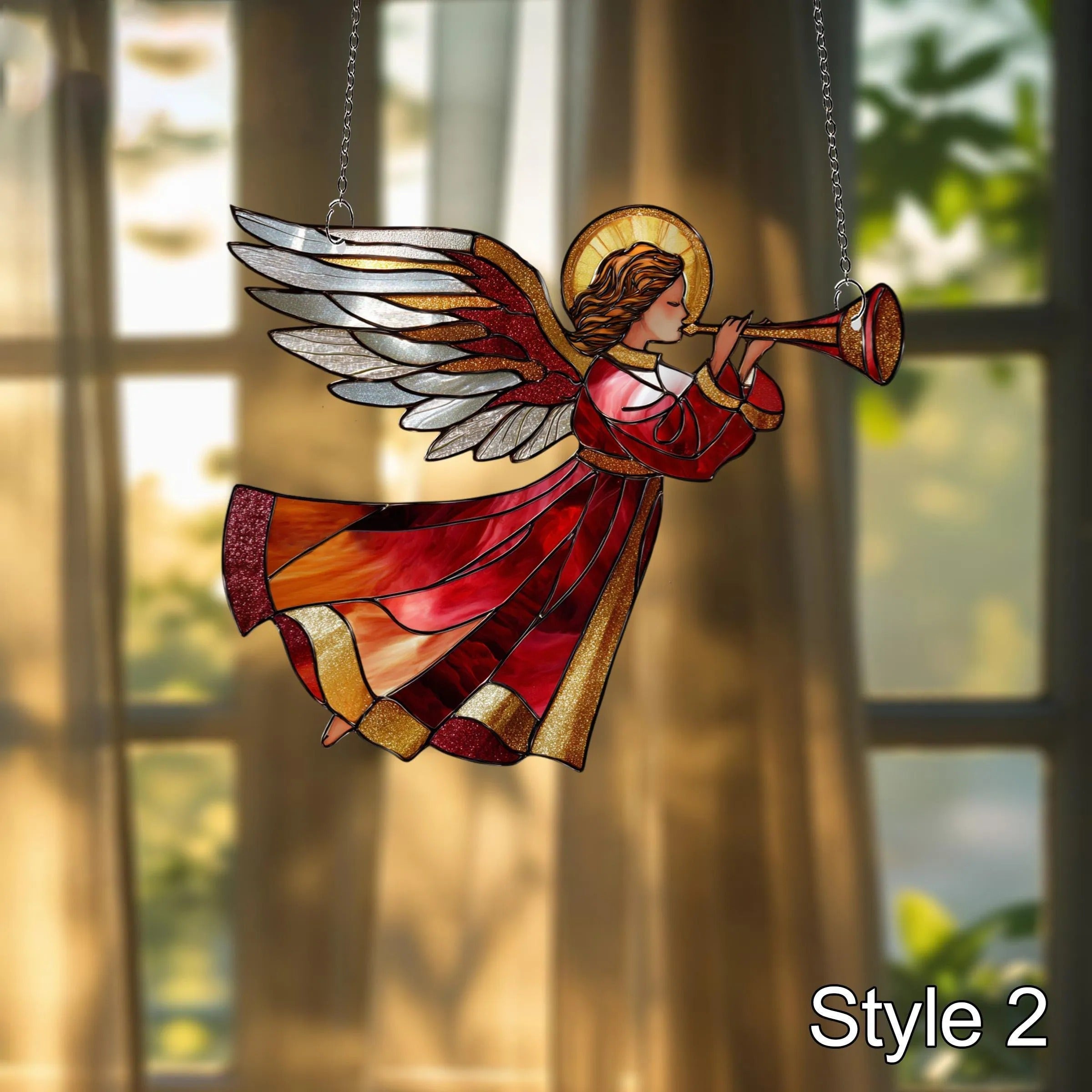 Angel With Trumpet Window Hanging