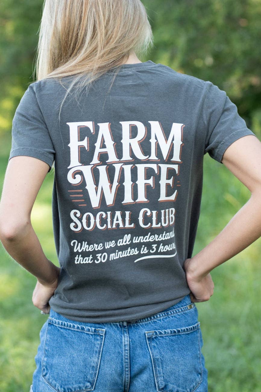 Western 'Farm Wife Social Club' Charcoal Graphic Women's Tee