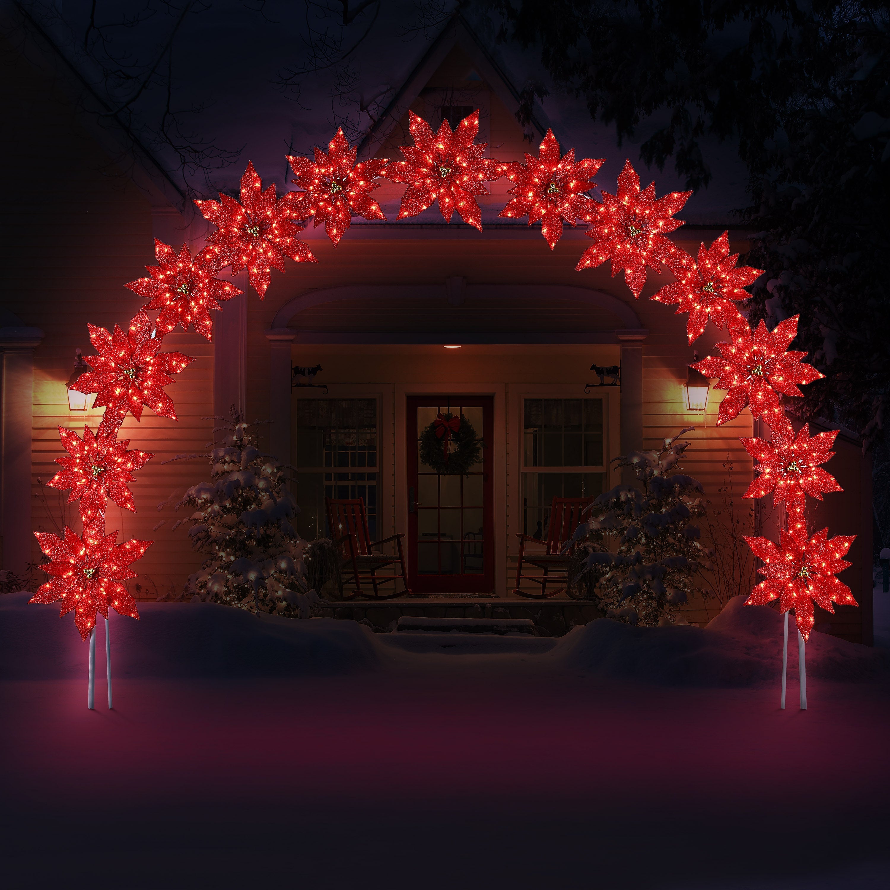 8.5 ft. Twinkling LED Poinsettia Arch