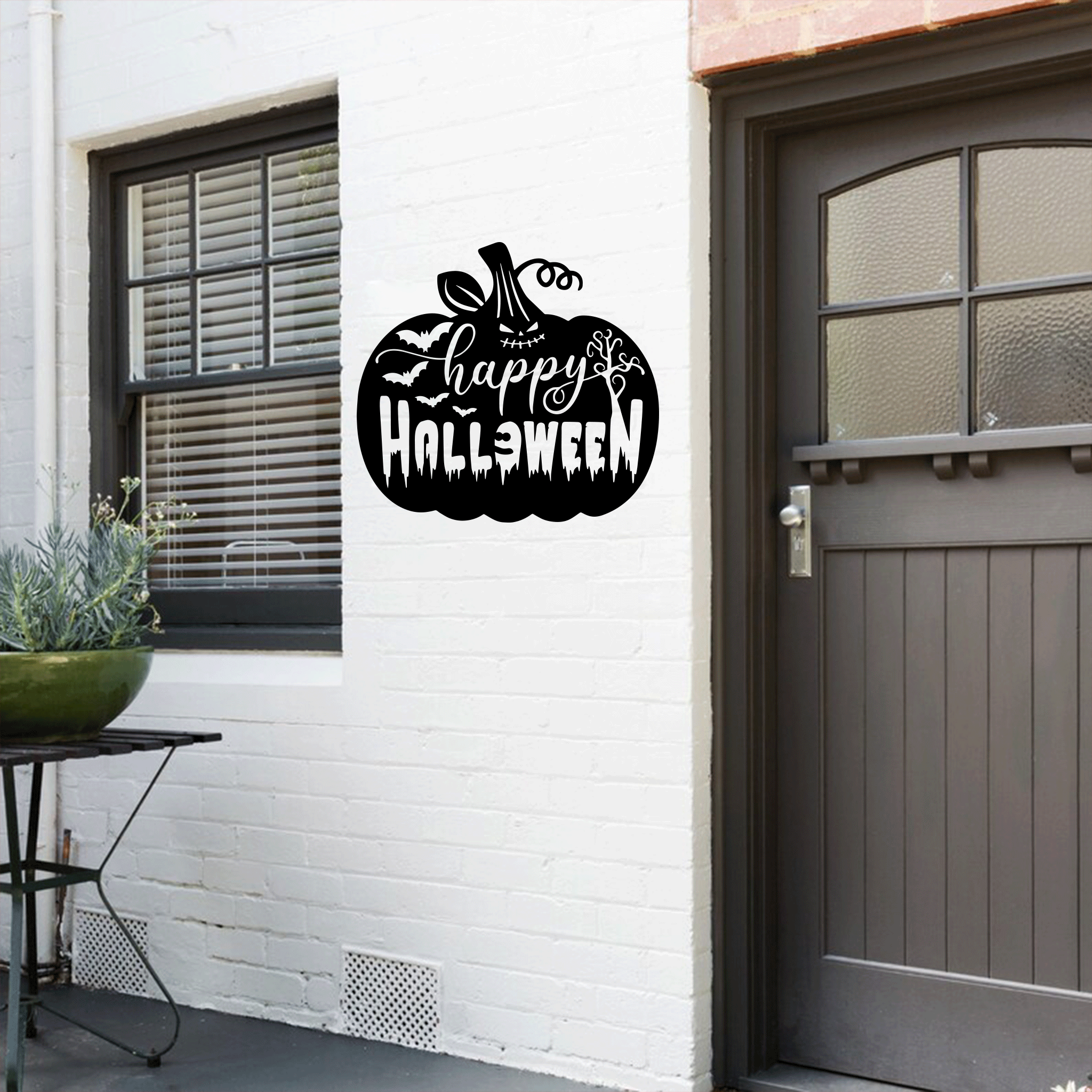 Happy Halloween Pumpkin Metal Wall Art