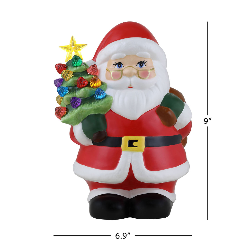 9 in. Nostalgic Ceramic Figure - White Santa