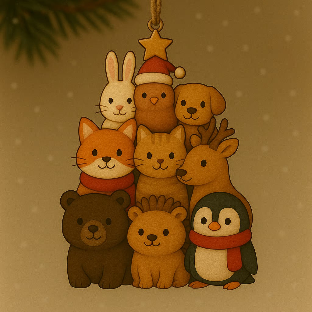 2025 Adorable Animal Stacked Christmas Tree Ornament