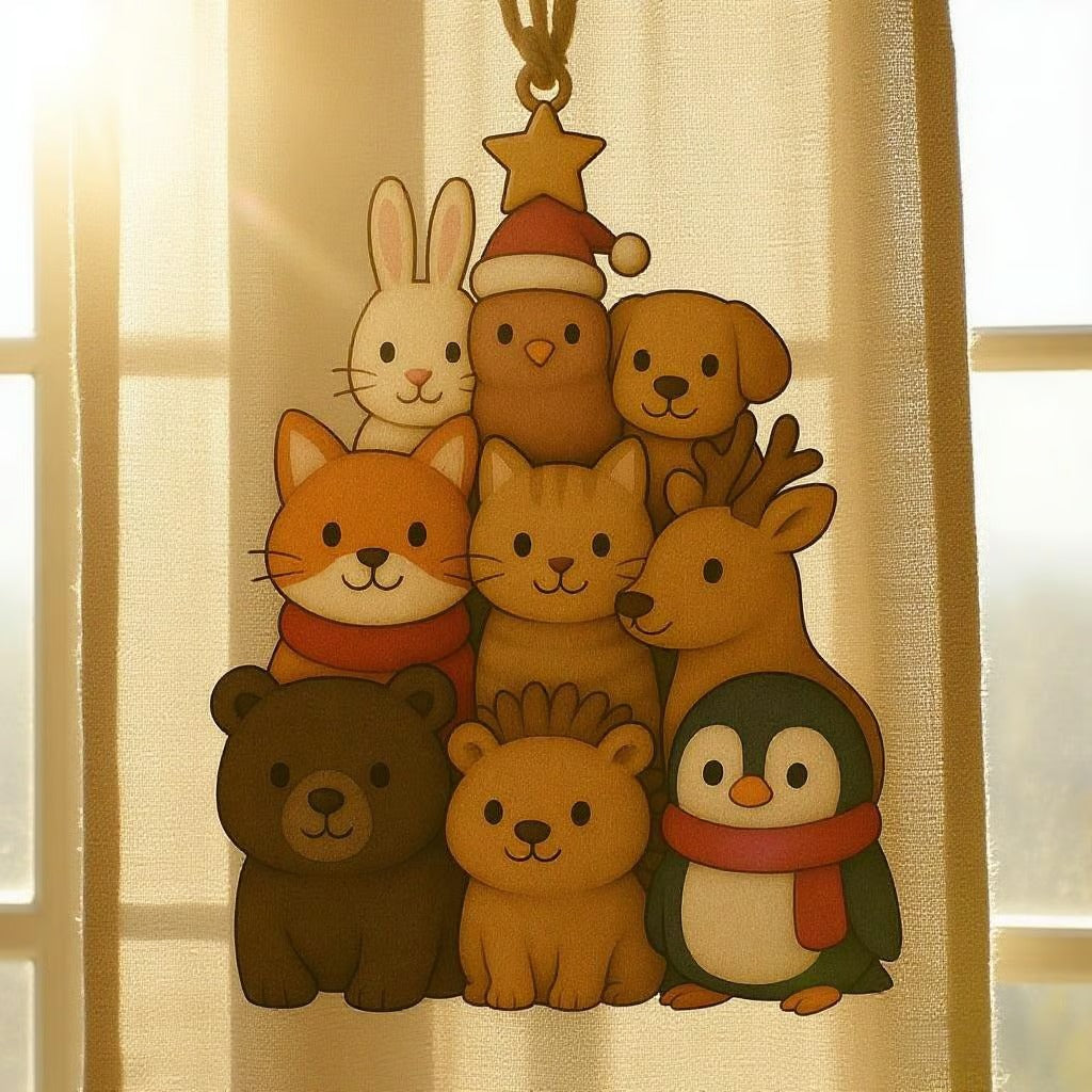 2025 Adorable Animal Stacked Christmas Tree Ornament