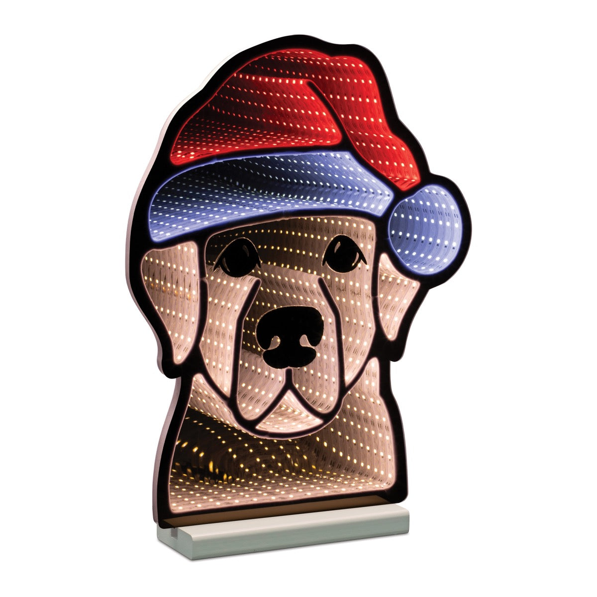 Dog w/ Santa Hat Infinity Light 16.5" H