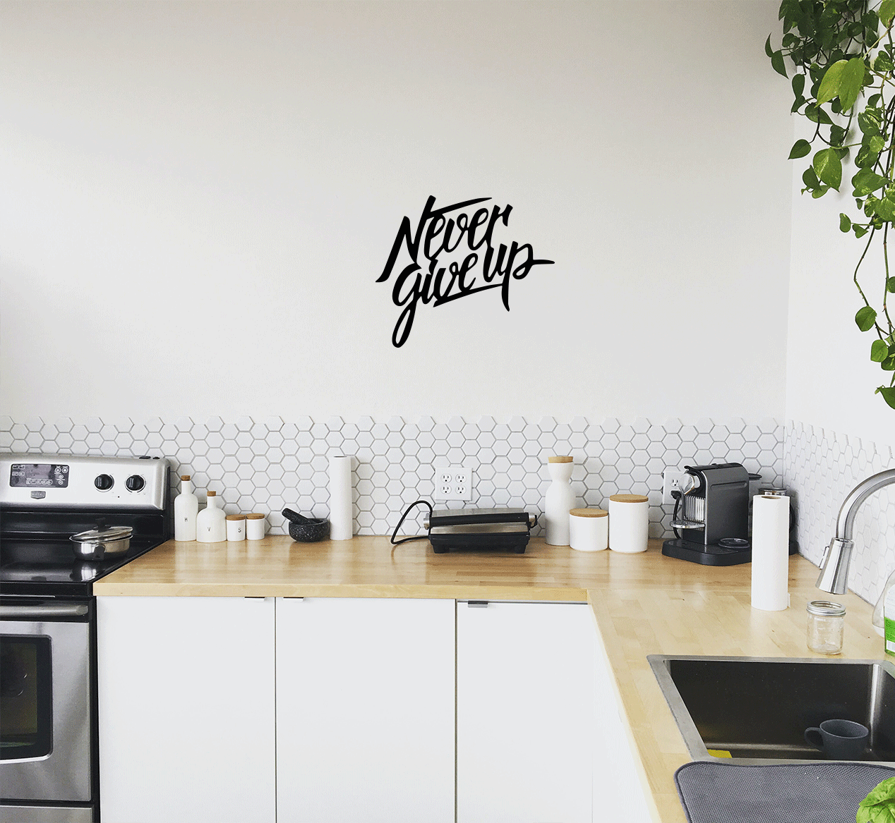 Never Give Up - Metal Wall Art