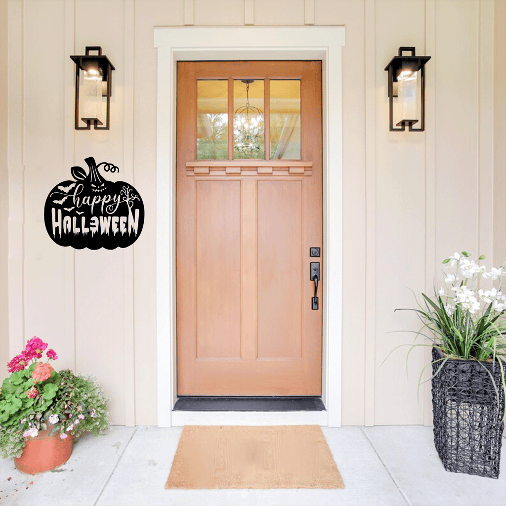 Happy Halloween Pumpkin Metal Wall Art