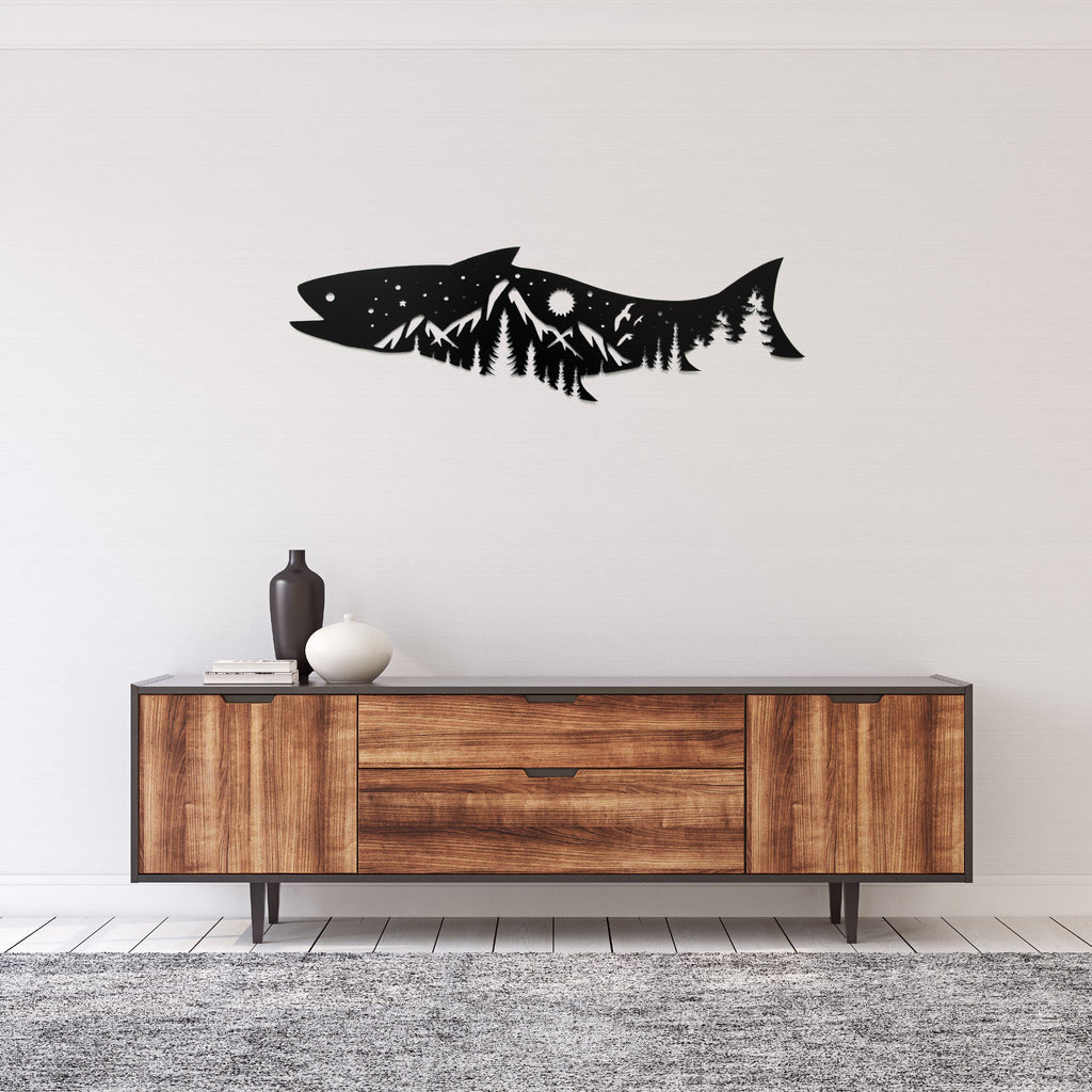 Salmon Fish Design - Metal Wall Art