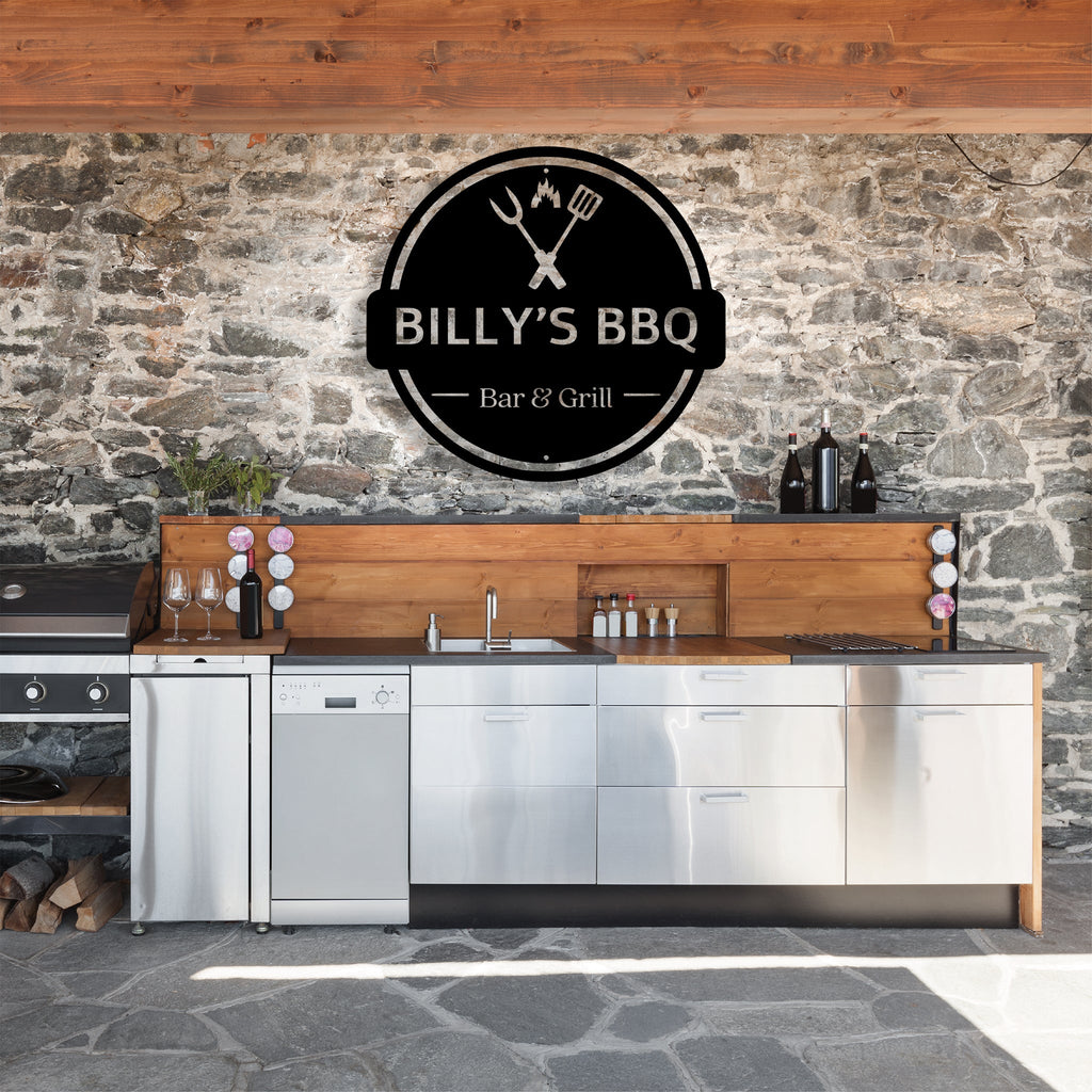 Personalized Backyard BBQ Sign - Metal Wall Art