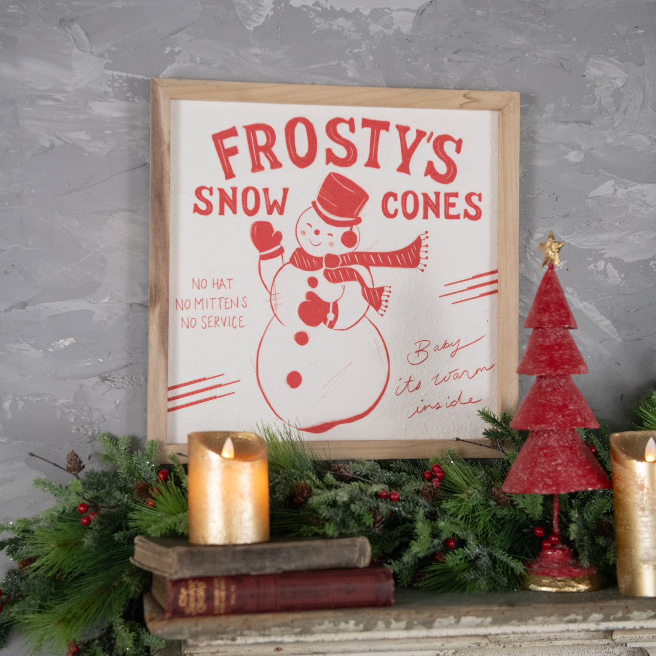 Frosty Print with Wood Frame