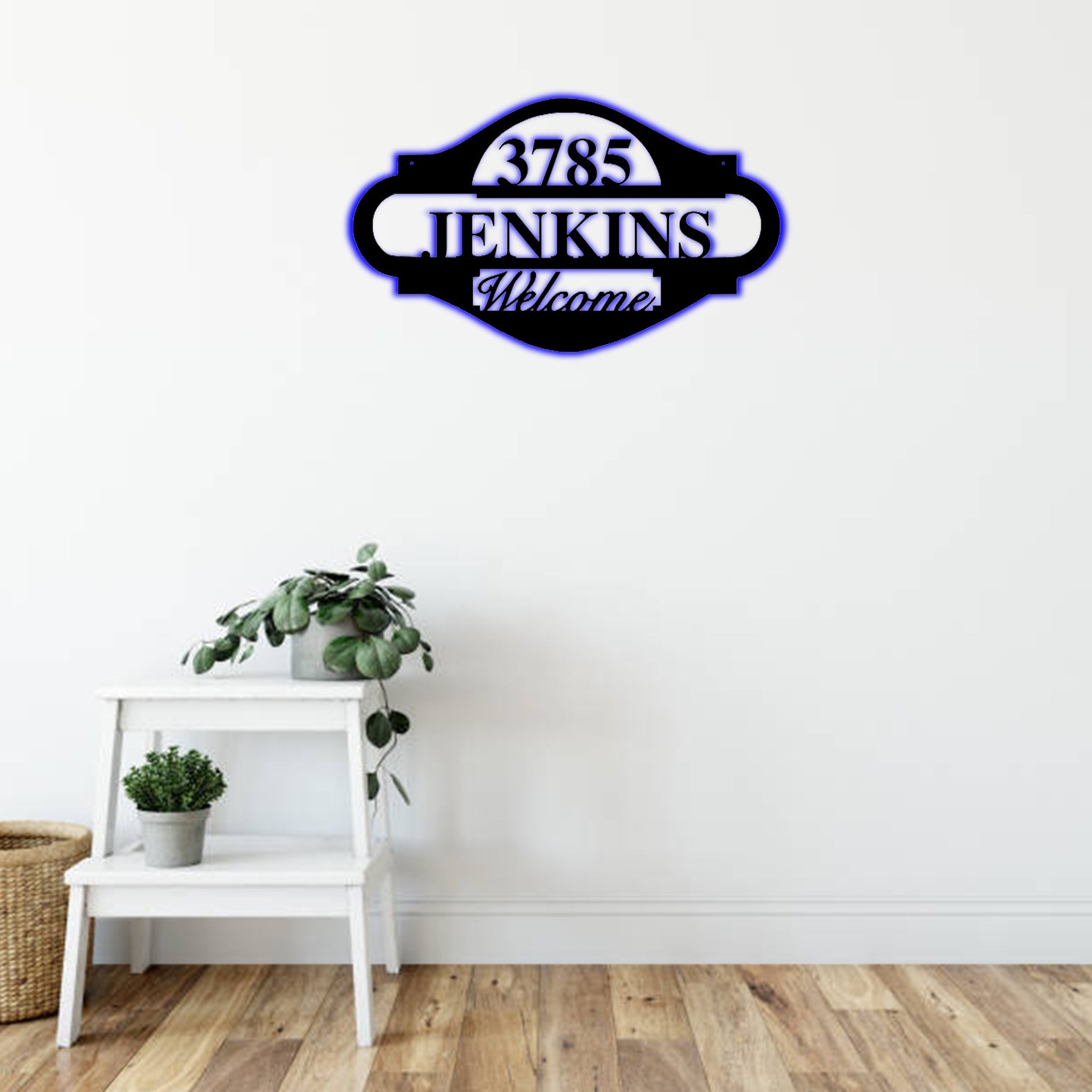 Name Monogram Address Sign - Metal Wall Art