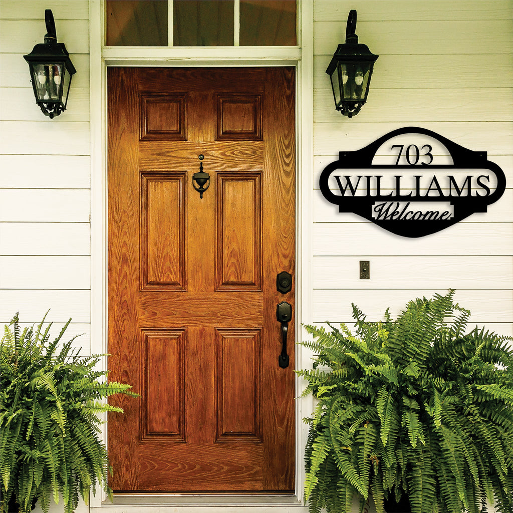 Name Monogram Address Sign - Metal Wall Art