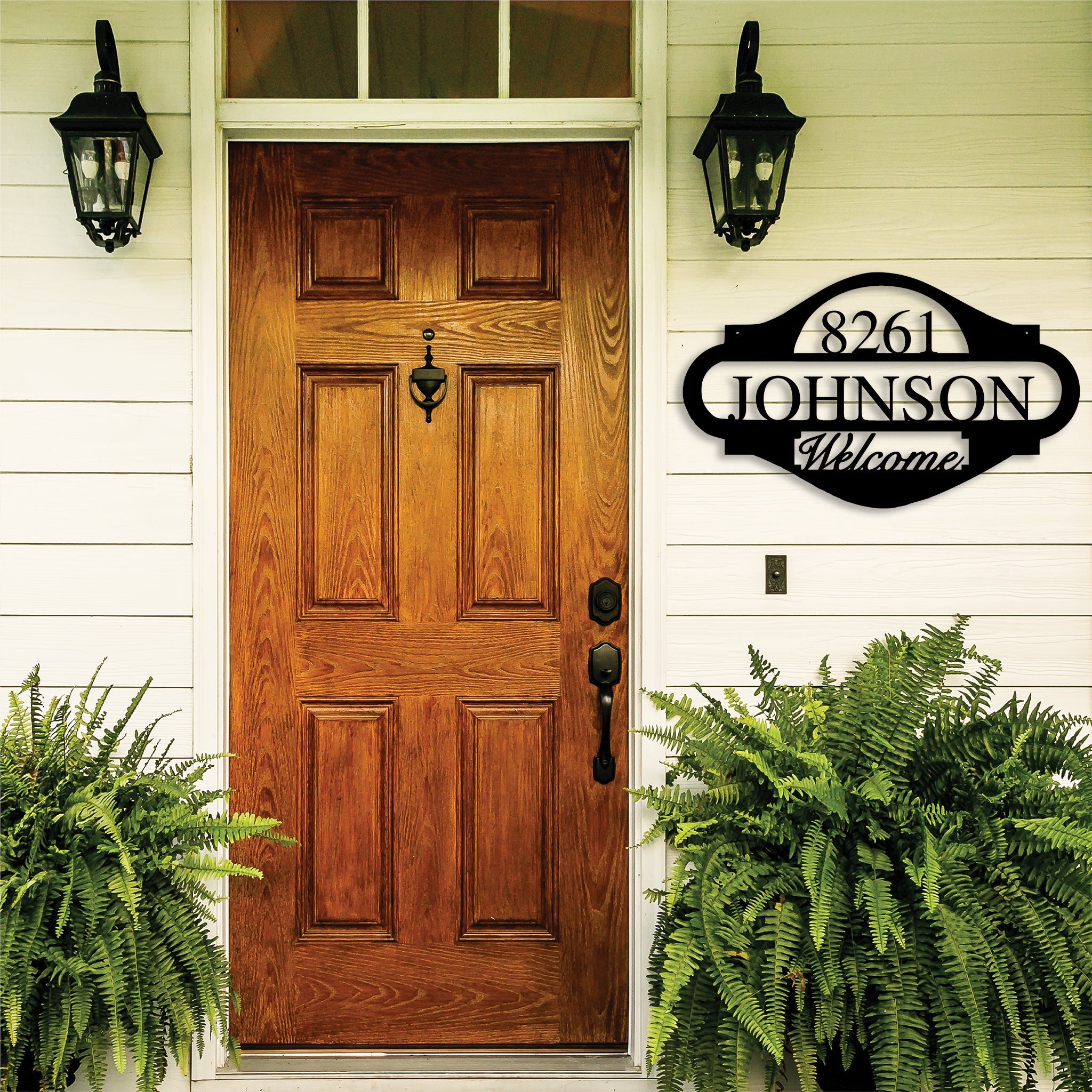 Name Monogram Address Sign - Metal Wall Art