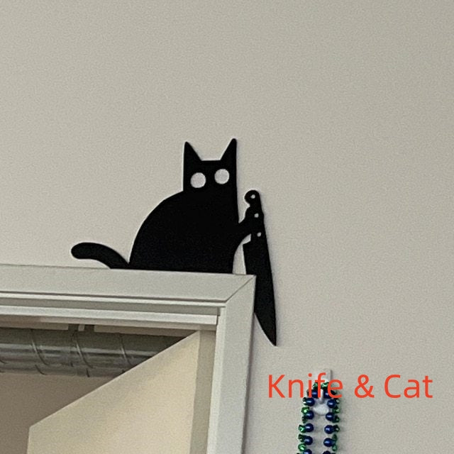 Metal Adorable Cat Door Topper