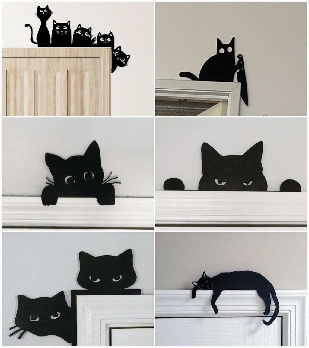 Metal Adorable Cat Door Topper