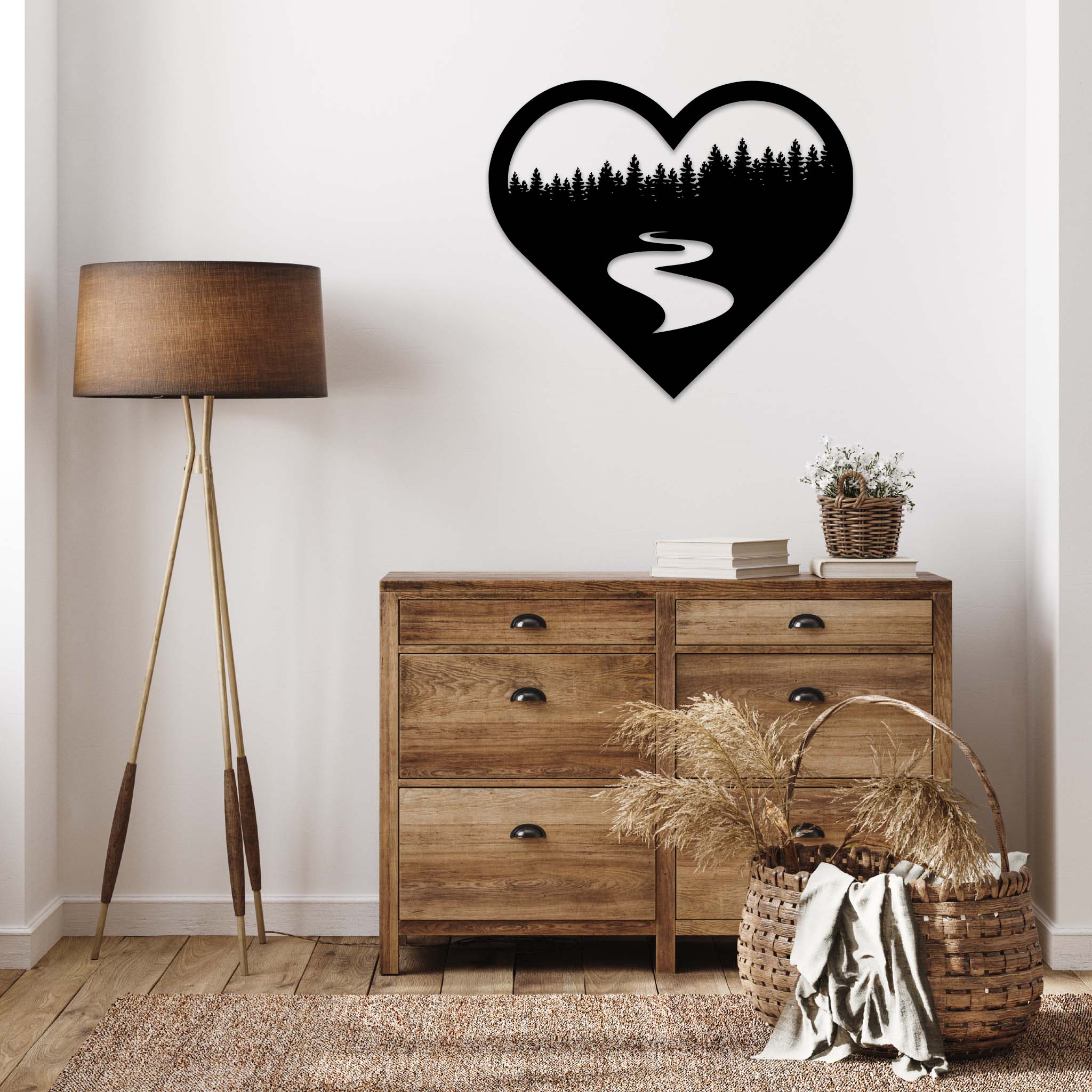 Forest River Heart - Metal Wall Art