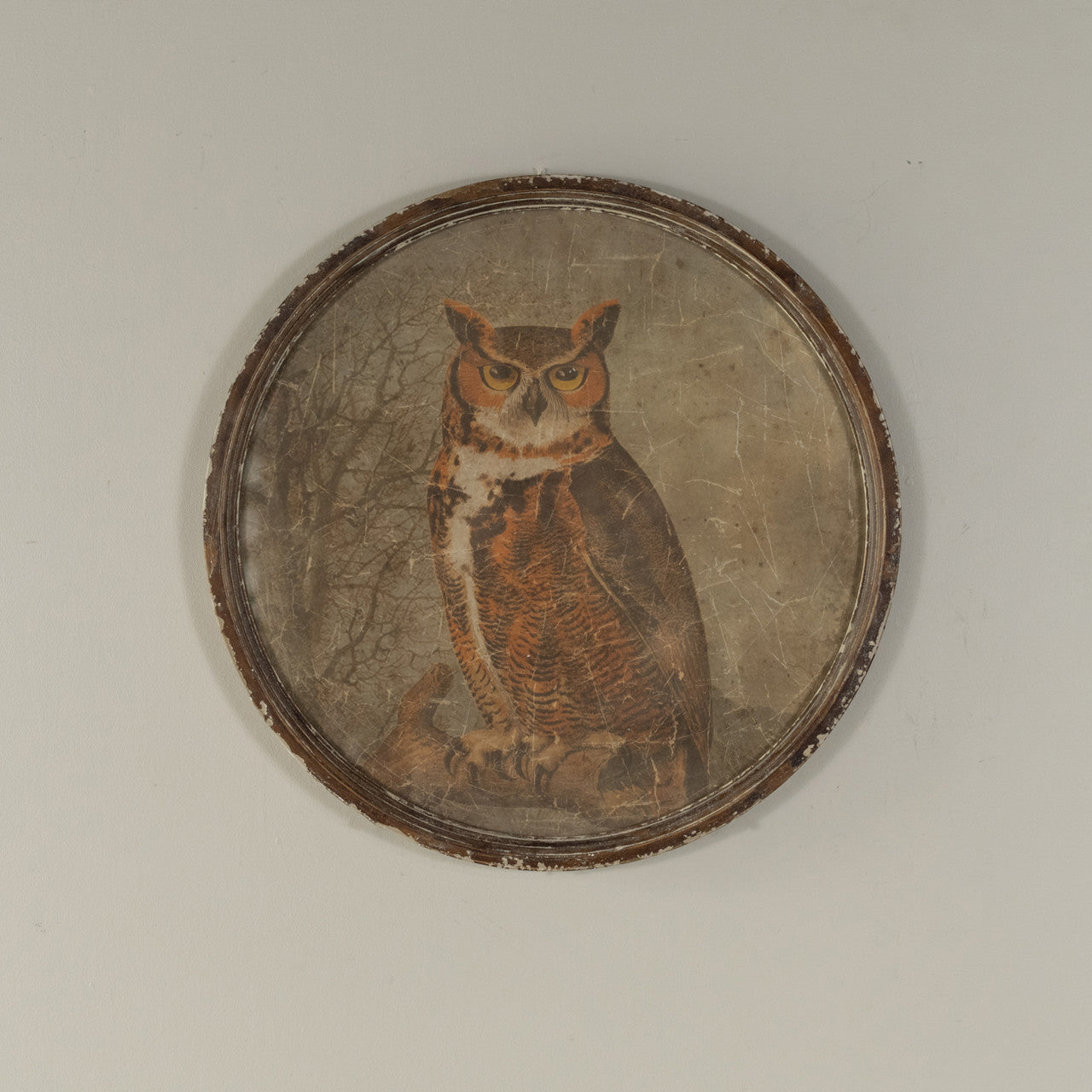 Round Framed Great Horned Owl