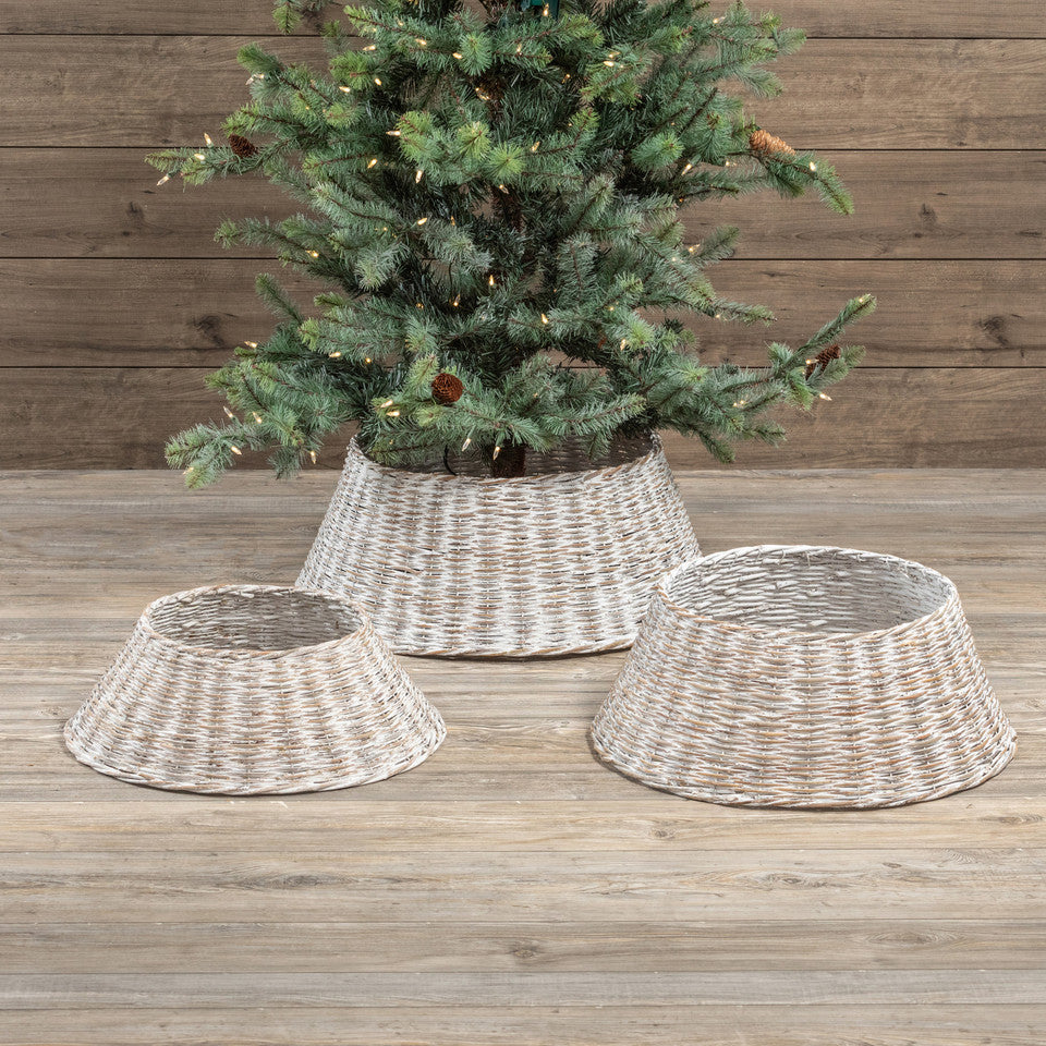 Whitewash Rattan Tree Skirt