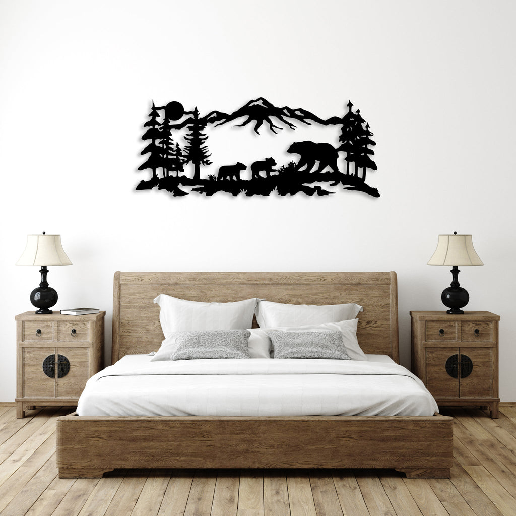 Mountain Bear Family - Metal Wall Art
