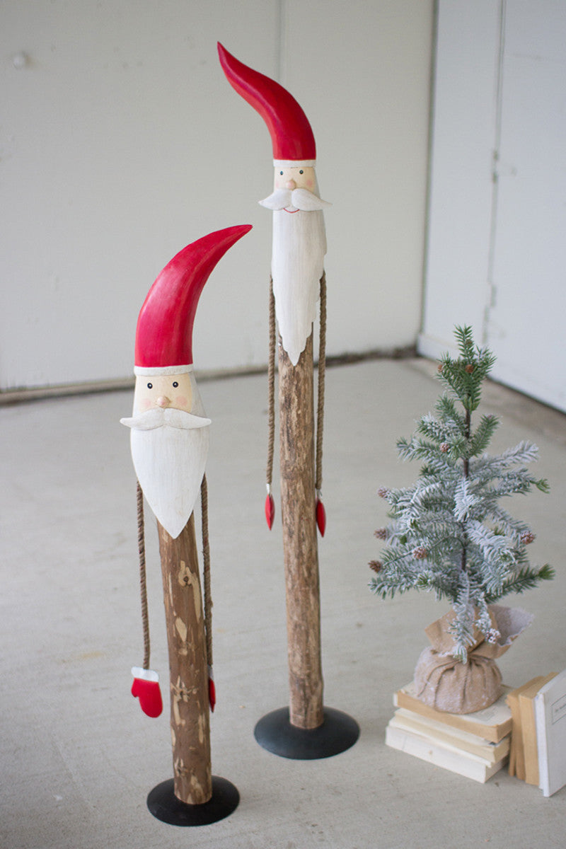 Tall Wood + Painted Metal Santas