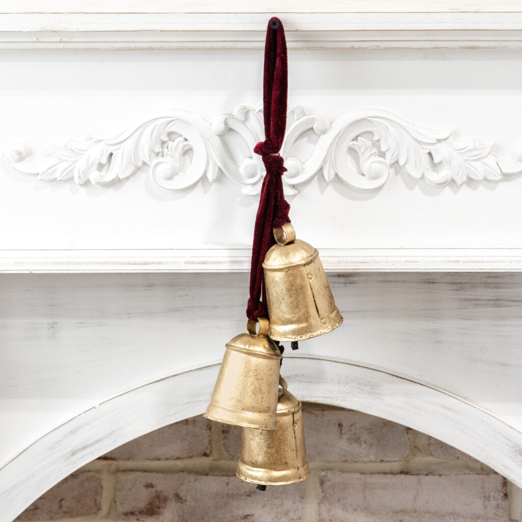 Burgundy Rope Gold Bell Hanger