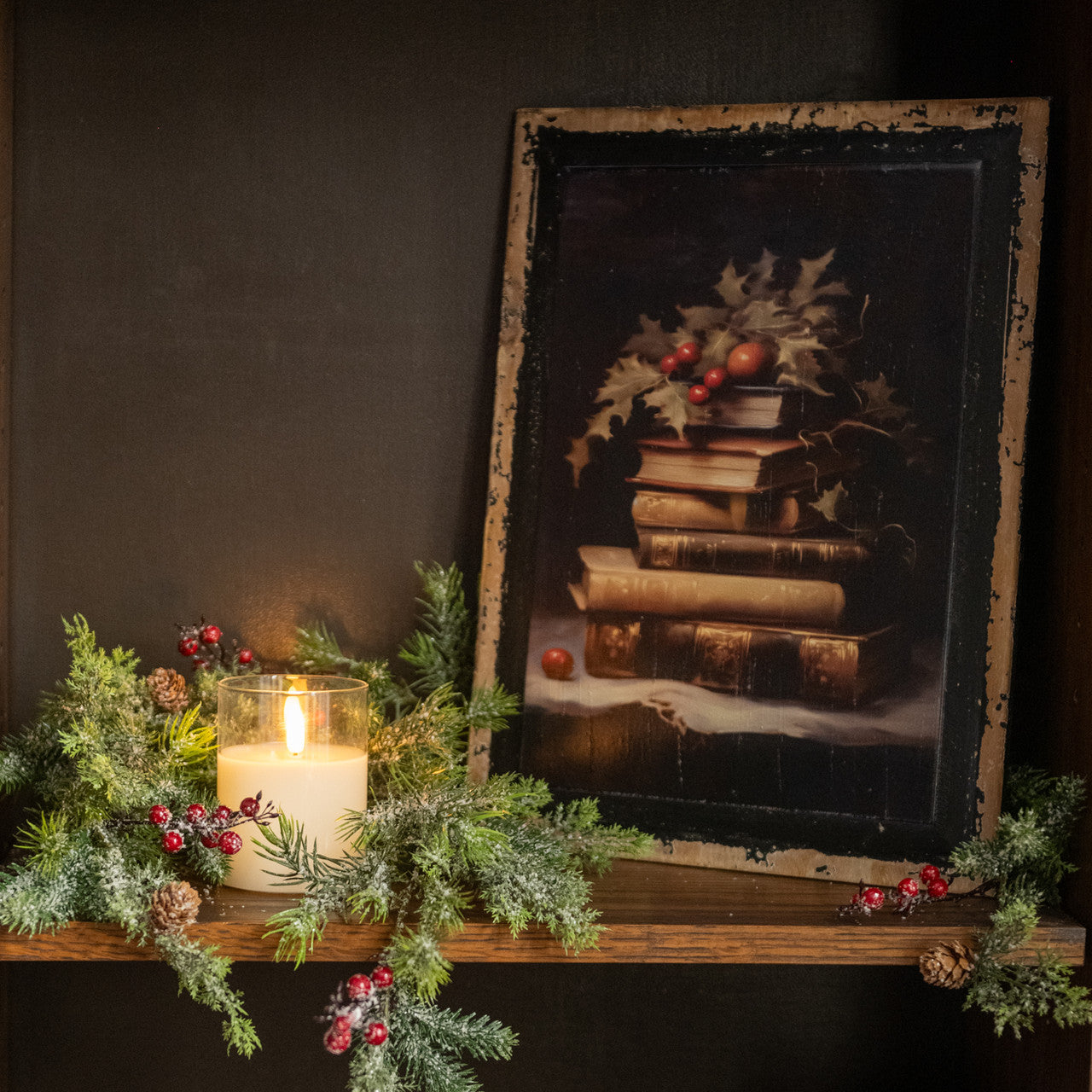 Holly Bookstack Print