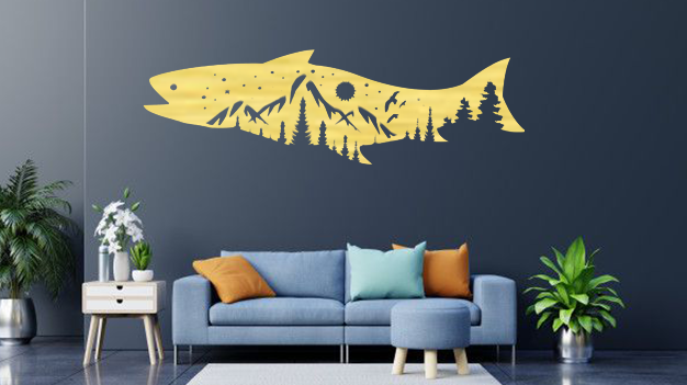 Salmon Fish Design - Metal Wall Art