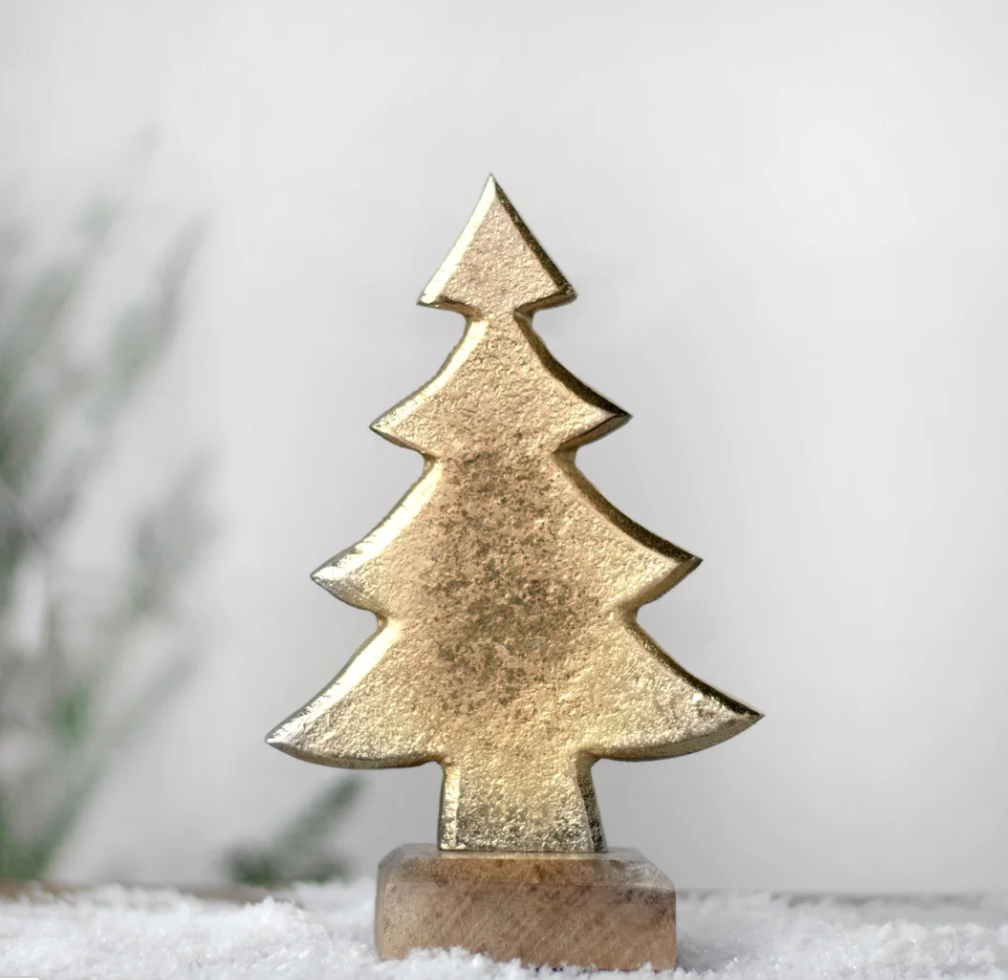 Gold Tree on Wood Base
