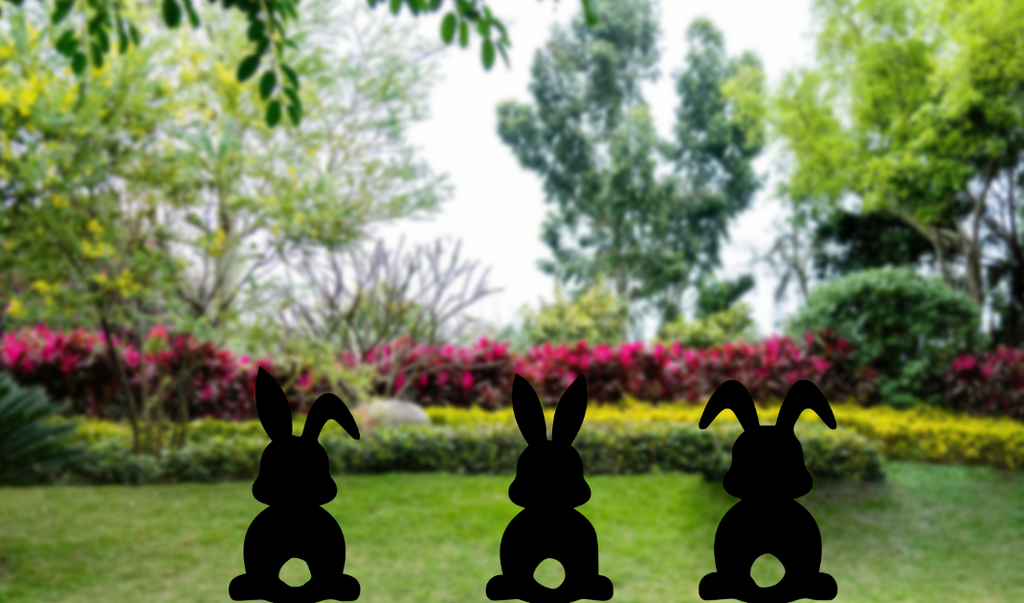 Set of 3 Bunnies Garden Stakes - Metal Art