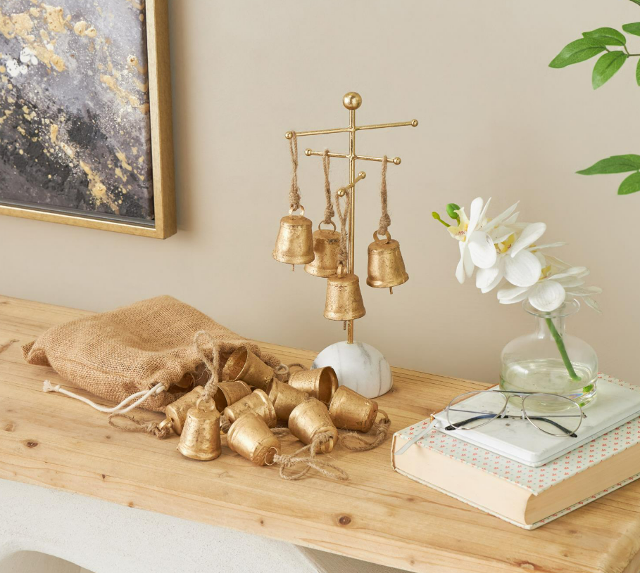 Gold Metal Tibetan Bell Set