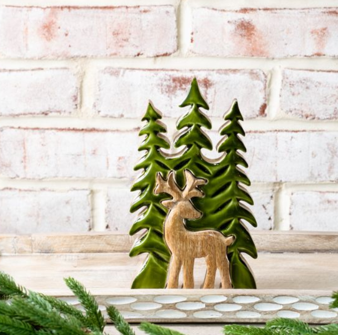 Wood Trees with Cut Deer