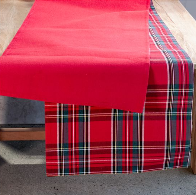 Tartan Plaid/Red Reversible Table Runner