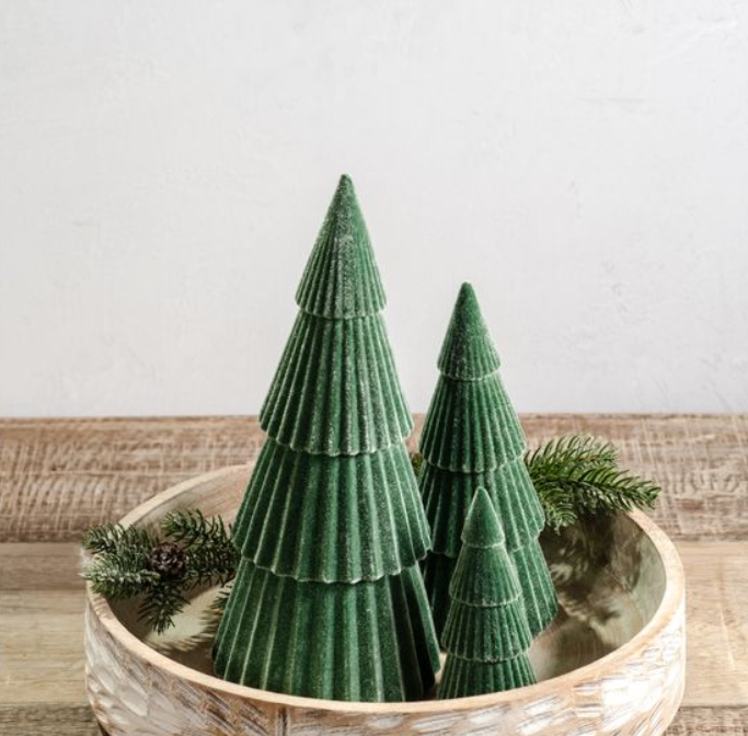 Green Velvet Flocked Trees