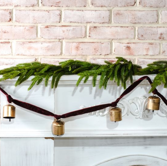 Burnt Gold Maroon Velvet Bell Garland