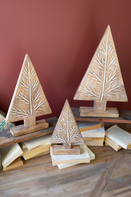 Carved Wood Christmas Trees
