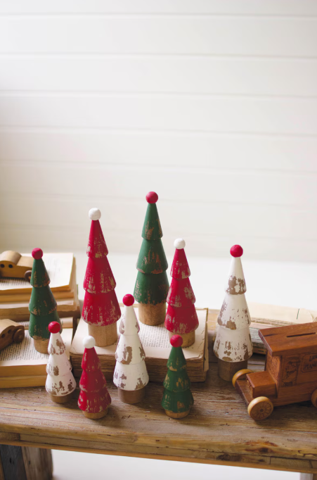 Turned Wood Painted Christmas Trees