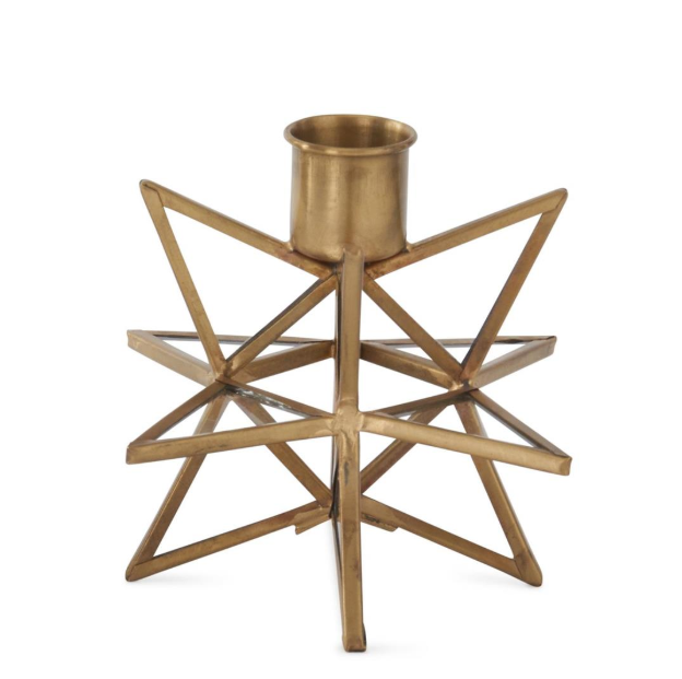 Gold Metal & Glass Star Taper Candleholder
