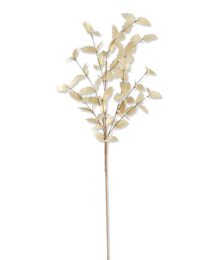 Cream + Gold Holly Leaf Stem