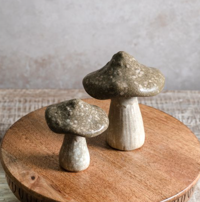 Green Stoneware Mushroom