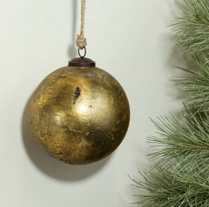 Antique Gold Christmas Ball Ornament