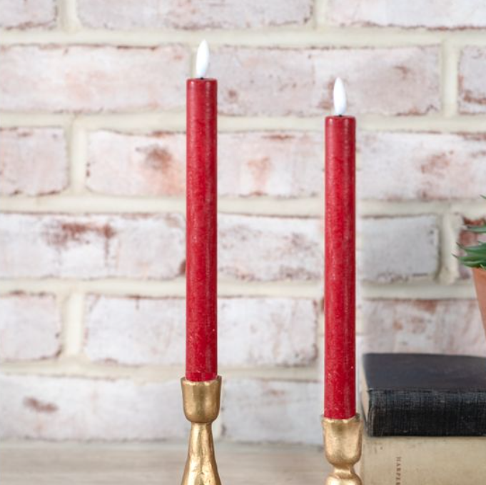 Red LED Taper Candle Set