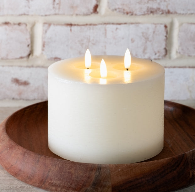3 Wick White LED Candle