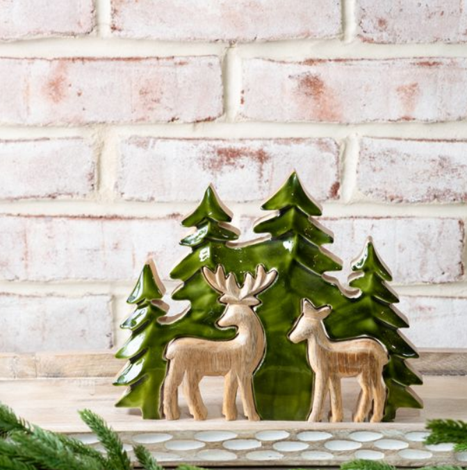 Wood Trees with Cut Deer