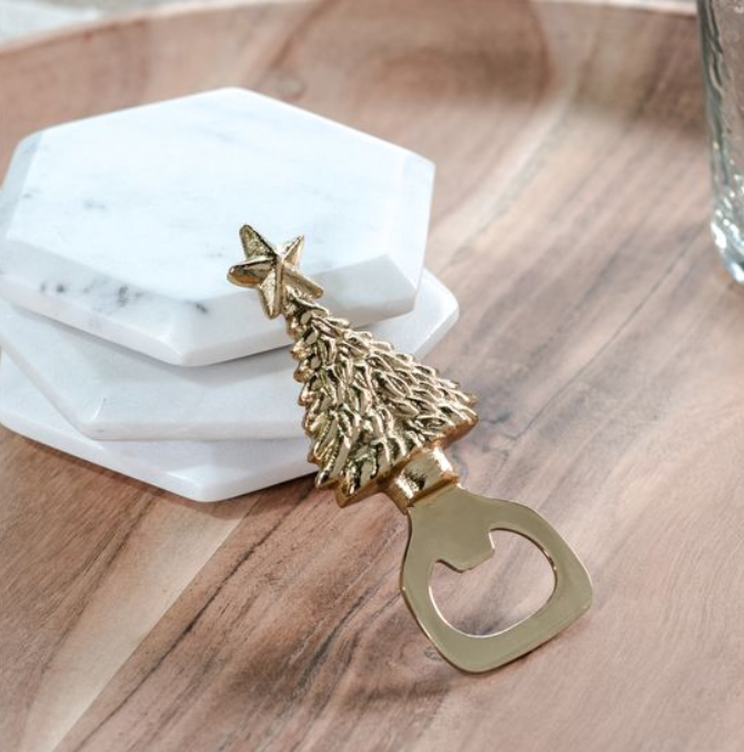 Gold Christmas Tree Bottle Opener