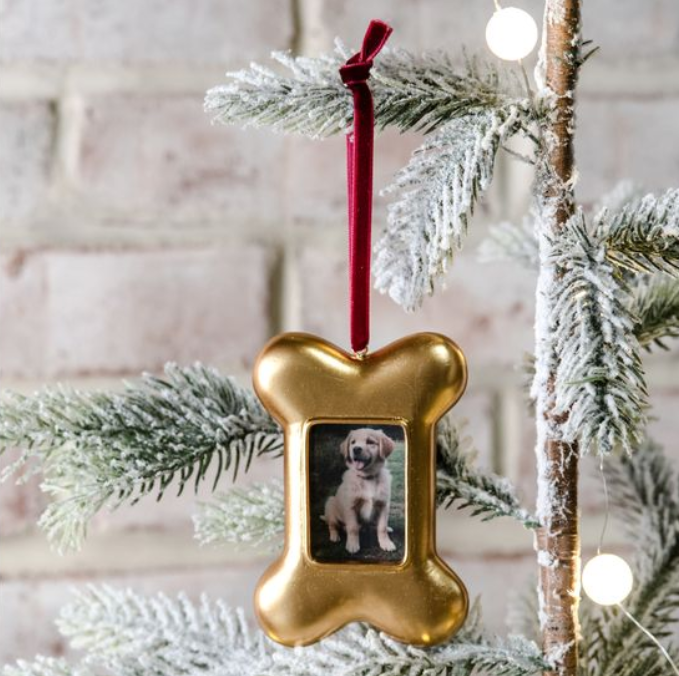 Gold Dog Bone Frame Ornament