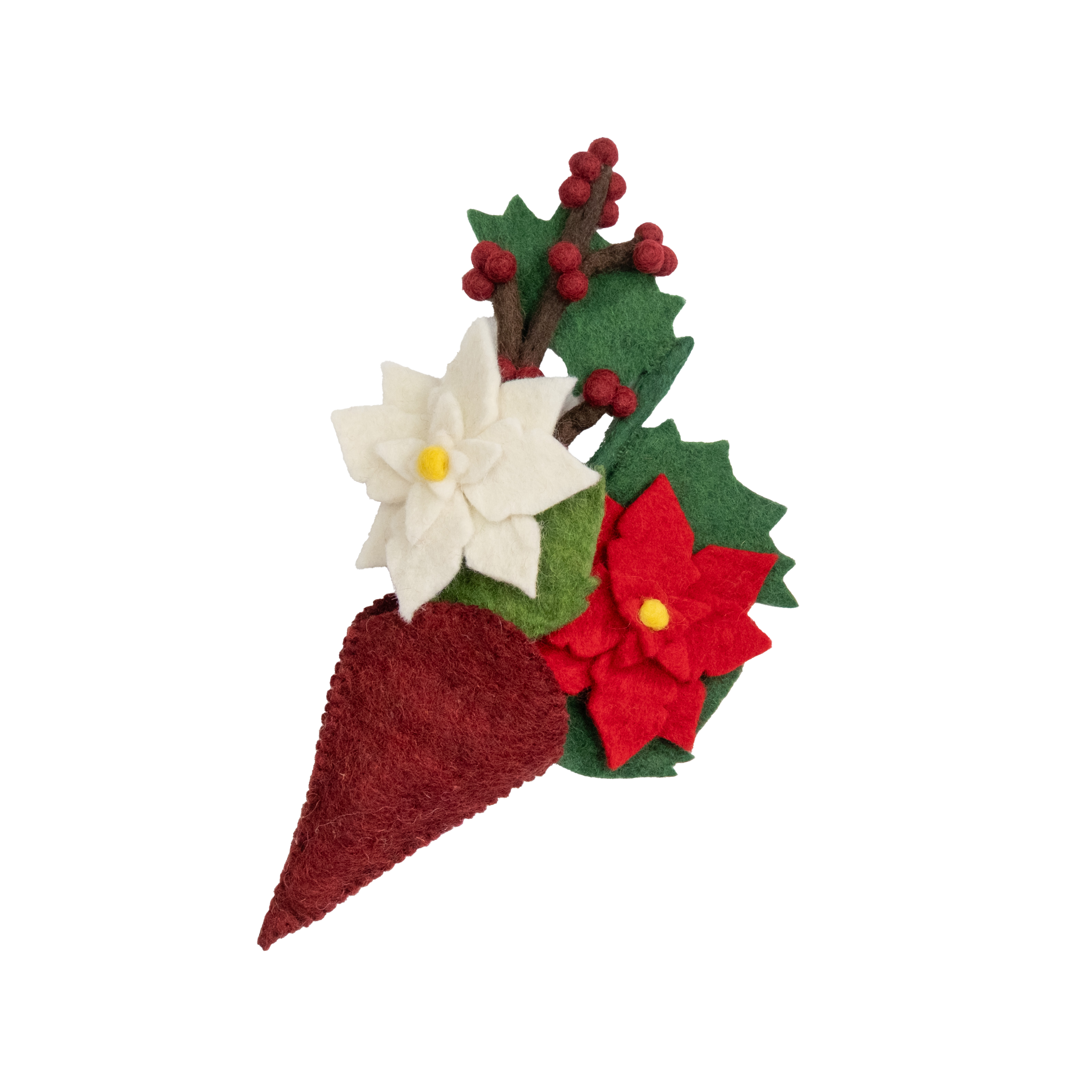 Mini Felt Hanging Bouquets Poinsettia
