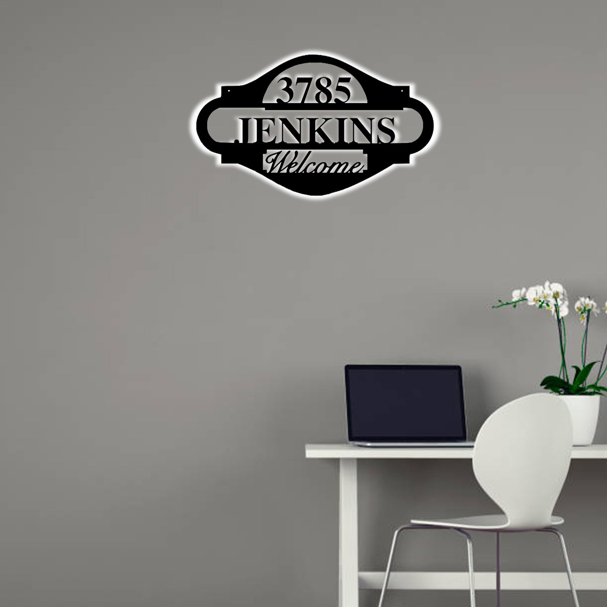 Name Monogram Address Sign - Metal Wall Art